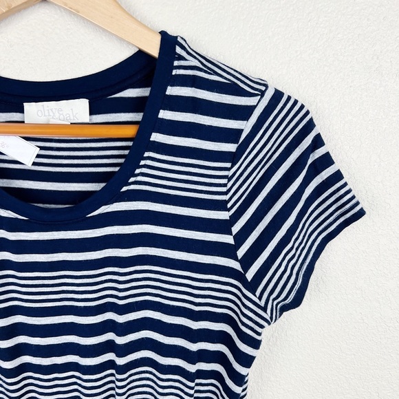 🌺 Olive & Oak Navy Stripe Drawstring Jersey Soft Dress Size S - Picture 4 of 7